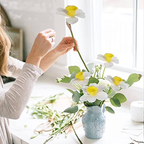 Gtidea 12Pcs Daffodils Artificial Flowers Spring Fake Daffodils Flowers White Real Touch Flowers Silk Floral Arrangement For Home Table Wedding Table Decor (15.8 Inch) #TOP2