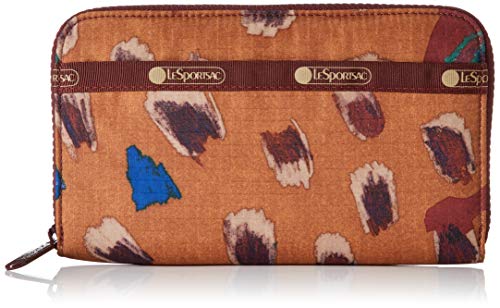 LeSportsac Cheetaaah Lily Wallet, Style 6506/Color F312, Multi-color Jewel Tone Iridescent Cheetah Print, Modern Wide Zipper