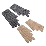 Beavorty 2 Paar Fingerlose Handschuhe Unisex Gestrickt Dicke Fäustlinge...