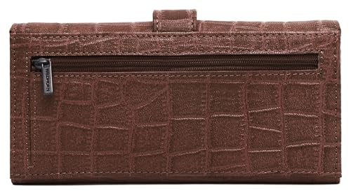 Image of WildHorn Women's Genuine Leather RFID Blocking Wallet | Tri-Fold High-Capacity Ladies Purse with Card Slots, Zipper Coin Pocket & Snap Closure | Ideal Gift for Women (Maroon Croc)