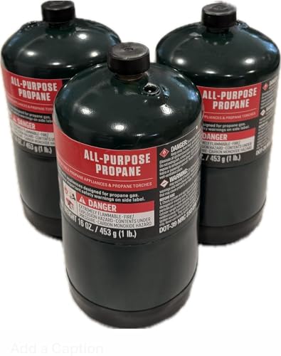 All-Purpose Propane Fuel Cylinder, 16 oz, 1 lb Pre-Filled Tanks for Camping and Torches, 3-Pack
