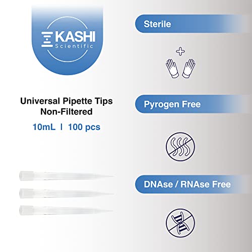 Image of Kashi Scientific 10mL Universal Non-Filter Pipette Tips, Sterile Low Binding Pipet Tips with Clear Graduation, DNase /RNase Free [10mL, 100pcs]