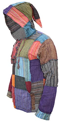 Gheri Mens Pixie Patchwork Long Hood Lightweight Festival Hoodie3