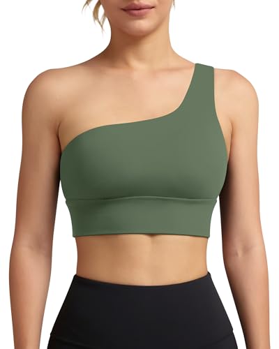 Image of Queenie Ke Womens One Shoulder Sports Bra Left Side Strap Yoga Bras Gym Training Workout Crop Tops