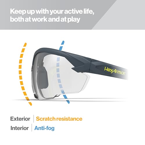 HexArmor NX1 Safety Glasses, Grey 12% Lens, Anti Fog and Scratch Resistant Safety Glasses