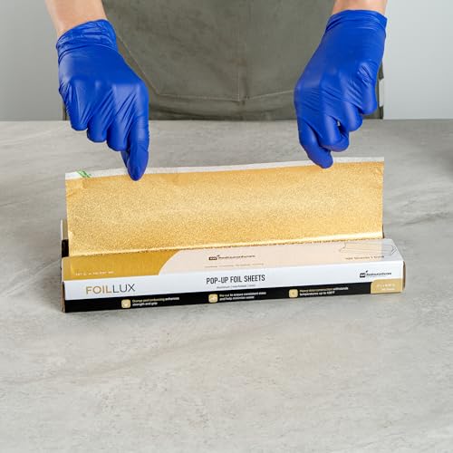 Restaurantware-Foil Lux 12 x 10.8 Inch Pop-Up Foil Sheets, 100 Disposable Foil Papers For Food - Orange Peel Embossing, Interfolded, Gold Aluminum Foil Sheets, Greaseproof, Freezable, Oven Ready by Restaurantware - Image 5