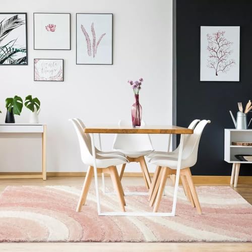 Image of Soft Shaggy Carpet 6x8 Feet - Ultra Plush, Non-Slip, High Pile 2 Inch Microfiber Rug for Bedroom, Living Room, Kids Room & Office - Modern Cozy Floor D�cor (Peach Ivory C)