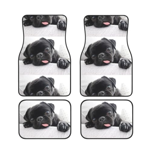 Alfombrillas para coche de neopreno juego de 4 piezas antideslizantes para vehiculos con pug