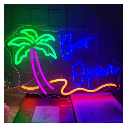 Luces de neón Letreros De Neón De Barra Abierta, Luz De Neón Con Letras Alimentadas Por USB, Ideal Para Club, Bistró, Fiesta De Cumpleaños, Decoración De Pared 32.5cmx45cm