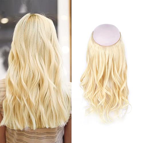 Sassina Invisible Wire Hair Extensions Real Human Hair with Transparent Wire Adjustable Size Secure Clips Natural Straight Secret Miracle Hairpiece, #613 20 Inch 120 Gram