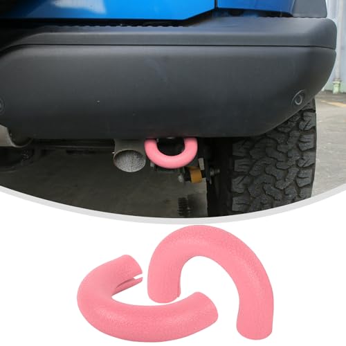 Linskip Tow Hook D Ring Covers Compatible with 2021-2025 2026 Ford Bronco Accessories, Rear Bumper Tow Hook Rubber Sleeve Protectors for Bronco Raptor Accessories(Pink)