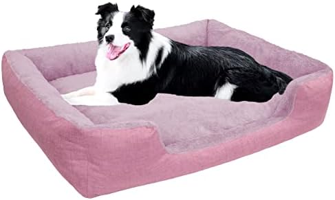 Dog Beds for Large Dogs Washable and Waterproof Dog Bed Dog beds & Furniture Removable Soft Thickened Dog Bed with Anti-Slip Bottom Pink L