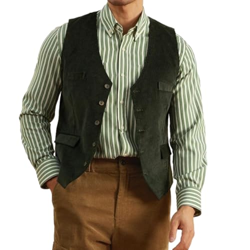 Gilet de costume velours côtelé homme col V pour fête
