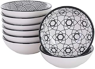 Vancasso Aoki Serving Dishes 8 Pieces Hand Painted Patterned 3.5 Inches Porcelain Appetiser Dishes Set(8.8 * 8.8 * 2.8cm)