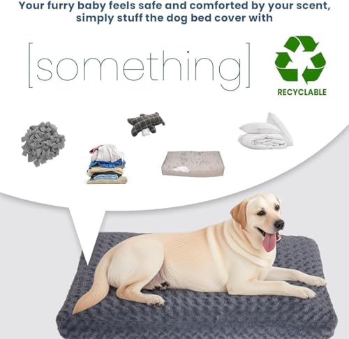 Image of Faux Fur Dog Bed Covers - Ultra Soft Rose Velvet, Removable & Washable, Cozy & Durable,Large Pet Bed Cover Only (No Filling) - Gray, (Rose Velvet (2-Pack), 36 inch L x 24 inch W x 4 inch Th)