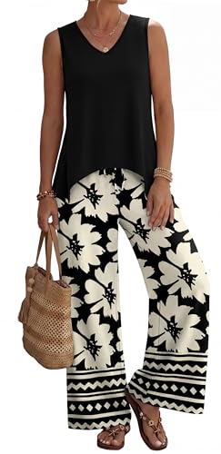 WIHOLL Summer Outfits for Women 2 Piece Sets Travel Outfits Lounge Sets Matching Sets Spring Womens Clothing Loungewear Resort Wear Holiday Vacation Travel Outfits Two Piece Business Casual Pjs L