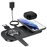 Dual Wireless Charger for Samsung Galaxy Watch and Phone, Duo Charging Pad for Galaxy Watch 4/3,Active 2/1,Gear S4/S3, S21/S20/S10/S9/S8/Note 20/10/9, Qi Charging Station for Galaxy Buds 2/+/Pro/Live