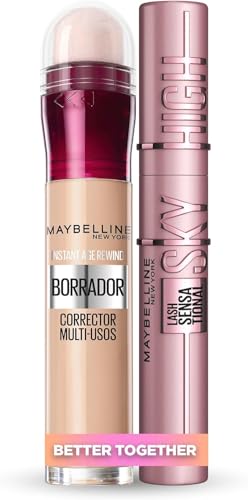 Maybelline New York, Kit de maquillaje: Máscara de pestañas Lash Sensational Sky High + Borrador Corrector Multiusos 01 Light