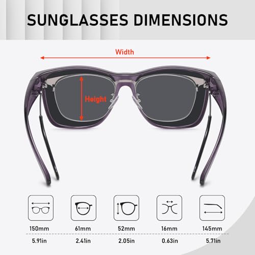 Image of GEGURI Polarized Sunglasses Fit Over Glasses for Men Women, Oversized Square Sun Glasses UV400 Protection Shades