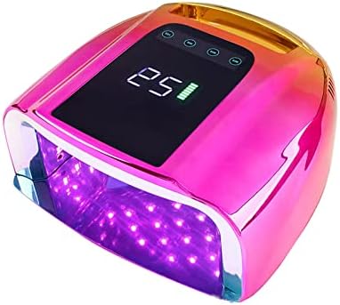 QraraZL Rechargeable Nail Dryer, 96W High Power Professional Nail Lamp LCD Display UV LED Nail Dryer (Golden and Pink)