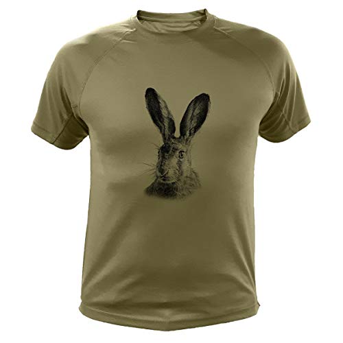 Lièvre Tee Shirt Chasse Homme (XL,310, Vert)