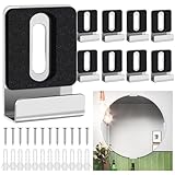 SiliFine 12 Pcs Metal Mirror Holder Kit Metal Mirror Holder Clips with Screws Rubber Pads Frameless Hooks Heavy Duty Hanger Hardware Mounting Clip for Wall Tile Billboard Display(Silver,1/4 Inch)