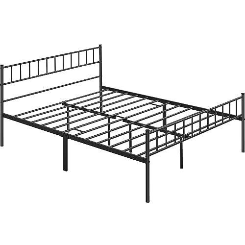 Yaheetech 5ft King Bed Frame Solid Metal Bed Frame Modern Style with Headboard & Footboard/Under-Bed Storage Ground Clearance: 32 cm/Black