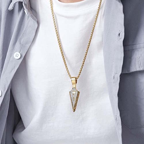 Nylry Eye Of Horus Necklace Arrowhead Necklace For Men Titanium Stainless Steel Ankh Cross Necklace Gold Spear Pendant Necklaces Protection Ancient Egypt Jewelry Gifts For Women Black #TOP4