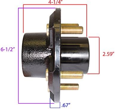 Rigid Hitch Trailer Hub Kit - for 1-3/8" Inner / 1-1/16" Outer Tapered Spindle - 5 Bolt on 4-1/2" Bolt Circle
