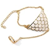 Punk Stil Armband mit Ring Armband, Gothic Punk, Goldlegierung, Dreieck, Manschette, Kette mit Ring, goldfarben, Cuff Chain