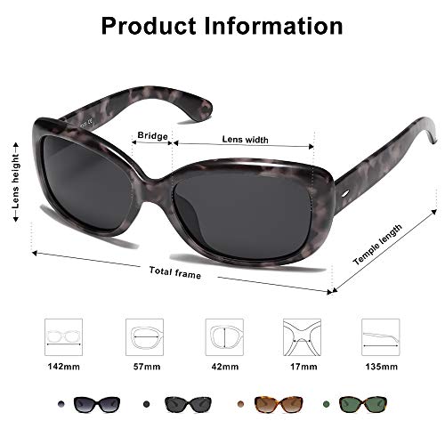 Sojos Vintage Square Sunglasses For Women Polarized Uv Protection Havana Frame Sj2111 With Black Tortoise Frame/Grey Lens #TOP3