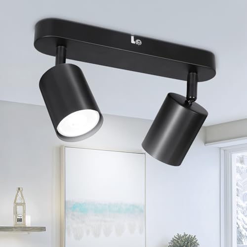 TaFiCo Deckenstrahler LED 2 Flammig - Deckenlampe Schwarz Strahler Innen GU10 - LED Deckenleuchte Schwarz Spot - Wandstrahler Deckenspot für Wohnzimmer Schlafzimmer Küche - Ohne Leuchtmittel TaFiCo Deckenstrahler LED 2 Flammig - Deckenlampe Schwarz Strahler Innen GU10 - LED Deckenleuchte Schwarz Spot - Wandstrahler Deckenspot für Wohnzimmer Schlafzimmer Küche - Ohne Leuchtmittel