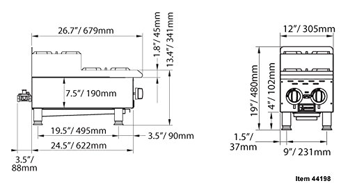 OMCAN 44198 Countertop Stainless Steel Step-up Gas Hot Plates With 2 Burners