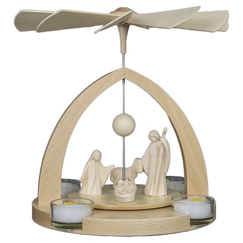 Holyart Piramide Natalizia Natività Aram Pecora Legno Naturale Val Gardena