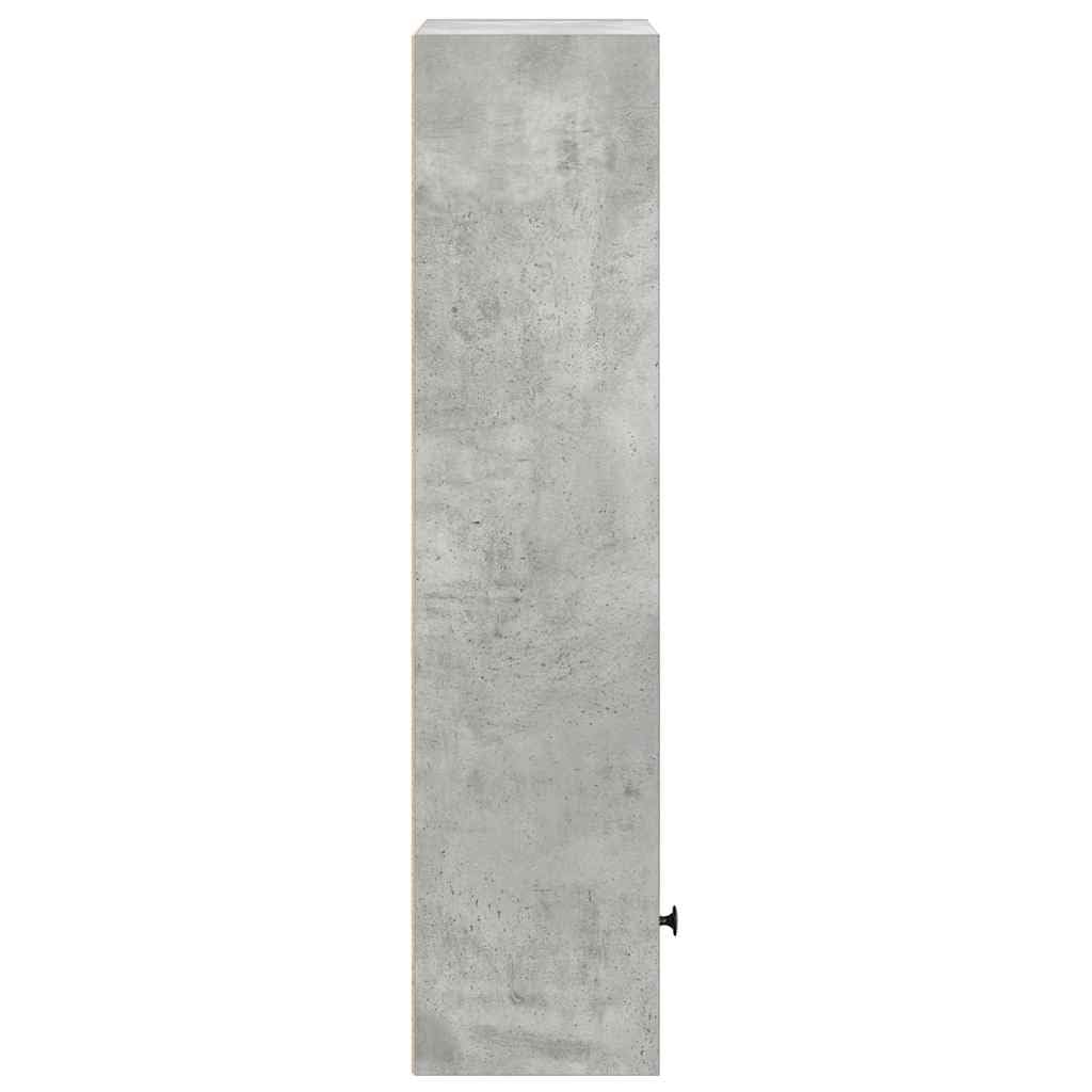 Makastle Petite bibliothèque avec 3 Compartiments et 1 Porte - Étagère sur Pied pour DVD, Rangement de Bureau - pour Salon, Bureau - Gris béton - 31 x 24 x 102 cm