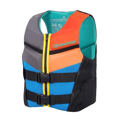 Owntop Swim Vest Kids Youth 50-90 lbs Neoprene Swim Jacket Lightweight Quick-Dry Buckles Zipper Kayak Swimming Training Boating Watersports (Multicoloured M)