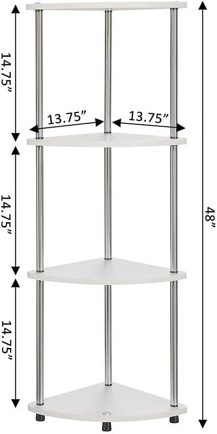 Convenience Concepts Designs2Go 4 Tier Corner Shelf, White