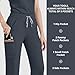 Dvoliaw Straight Leg Scrub Pants for Women with 7 Pockets & Drawstring Women's Scrub Pants, Mid-Rise Straight Fit Cargo Pants Charcoal Grey