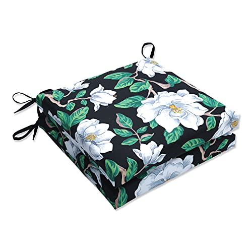 Pillow Perfect Outdoor/Indoor Magnolia Black Square Corner Seat Cushions, 20" X 20", 2 Count #TOP21