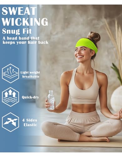 Image of Headbands for Men & Women, Sweat Headband Non-Slip Sweatband Sports Running Cycling Yoga Basketball Workout Football Training