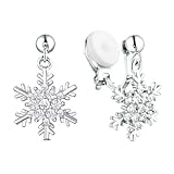 HAISWET Sparkling CZ Snowflake Studs Drop No Piercing Clip Earrings Clip On Earrings For Women Teens