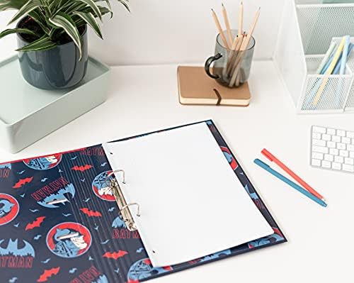 Official Batman 2 Ring Binder - A4 Folders Ring Binder - 10.6 x 12.6 inches / 27 x 32 cm - Ring Binder A4 - A4 Ringbinder - A4 Files 2 Ring Binder - Batman Gifts