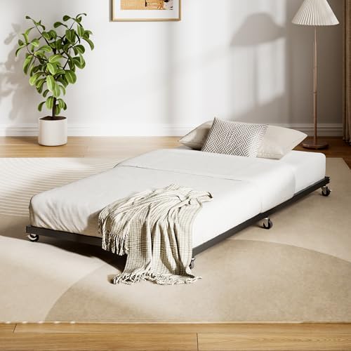 IDEALHOUSE Twin Size Metal Roll Out Trundle Bed...