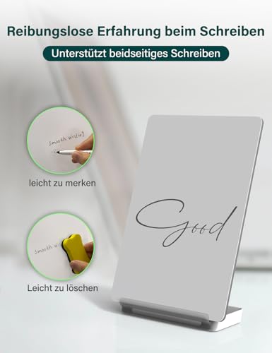 Yagee Multifunktionales Schreibtisch-Whiteboard mit Handy- und Tablet-Halterung - Doppelseitige Schreibtafel für Büro und Schule - Inklusive Aufbewahrungsbox, Marker und Radiergummi - 24×17cm