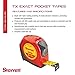Starrett Exact Retractable Imperial/Metric Pocket Tape Measure with Nylon Coating, Self Adjusting End Hook, and Steel Belt Clip - 1
