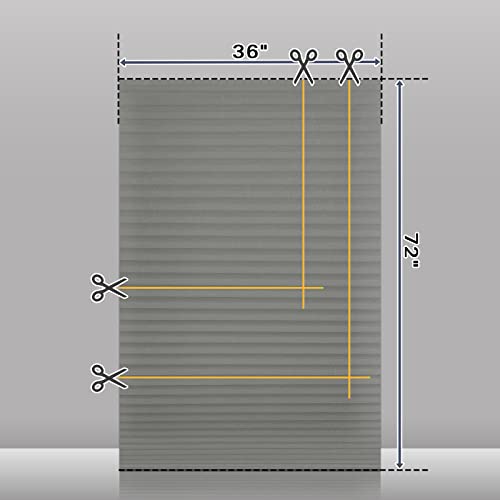 Grey Temporary Blinds Cordless Shades Fabric Light Filtering Pleated Blinds Window Shade Grey 36"X72", 3-Pack #TOP4