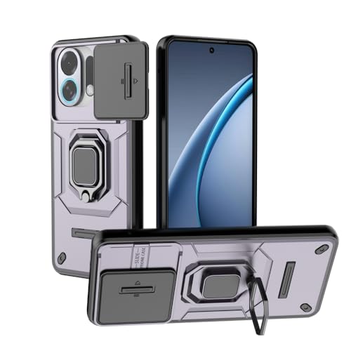 Compatible with Oppo K13 Turbo 5G Bracket Shell,with Slide Camera Lens Cover Compatible with Oppo K13 Turbo Pro 5G PLE110 PLM110 Phone Protective Case Purple