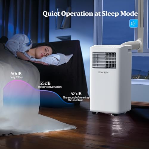 Image of ROVSUN WiFi Enabled Smart 10000 BTU Portable Air Conditioner with Heat, 4-in-1 Cooler, Heater, Dehumidifier & Fan, Room Mobile AC Unit with Remote & APP Control, Rolling Wheels & Installation Kit