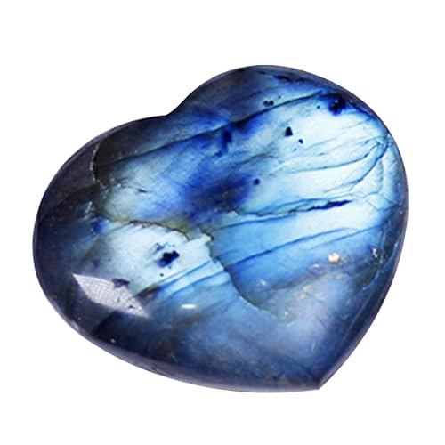 Corazón de de labradorita | Piedra de palma de corazón de de labradorita natural | Colección Mineral Reiki Pocket Crystal Tumble, piedras de hojaldre en forma de corazón para regalo de meditación de a