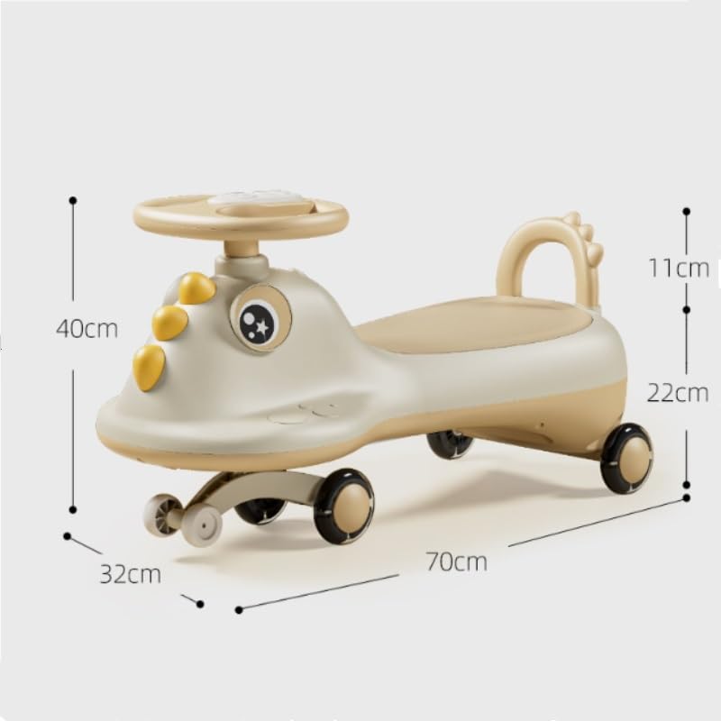 Samochód na biegunach, Wiggle Car Ride On Push z gładkimi kołami siedzisko do przechowywania krokodyl na biegunach przesuwana zabawka wewnętrznej huśtawki zewnątrz karty(Gelb,Flash wheel)